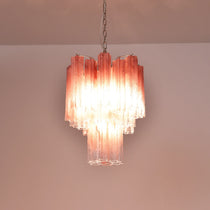 Gradient Red Murano Glass Tube Chandelier