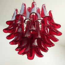 Red Glass Murano Petals Chandelier