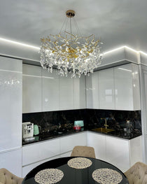 French Branch Elegant Crystal Leaves Chandelier