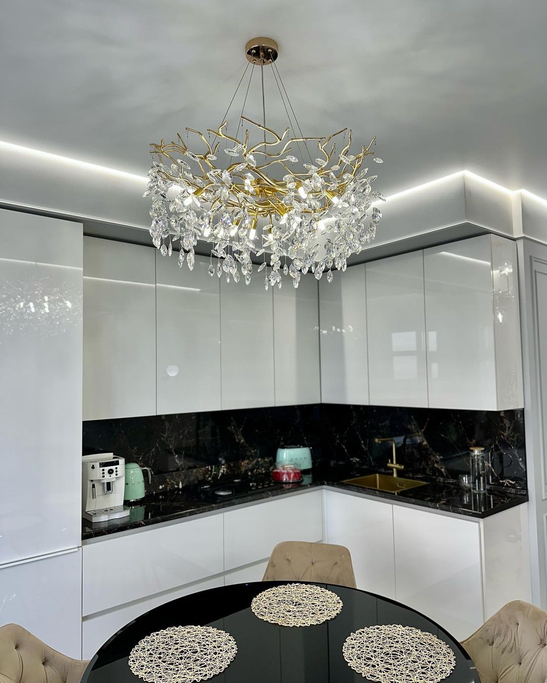 French Branch Elegant Crystal Leaves Chandelier