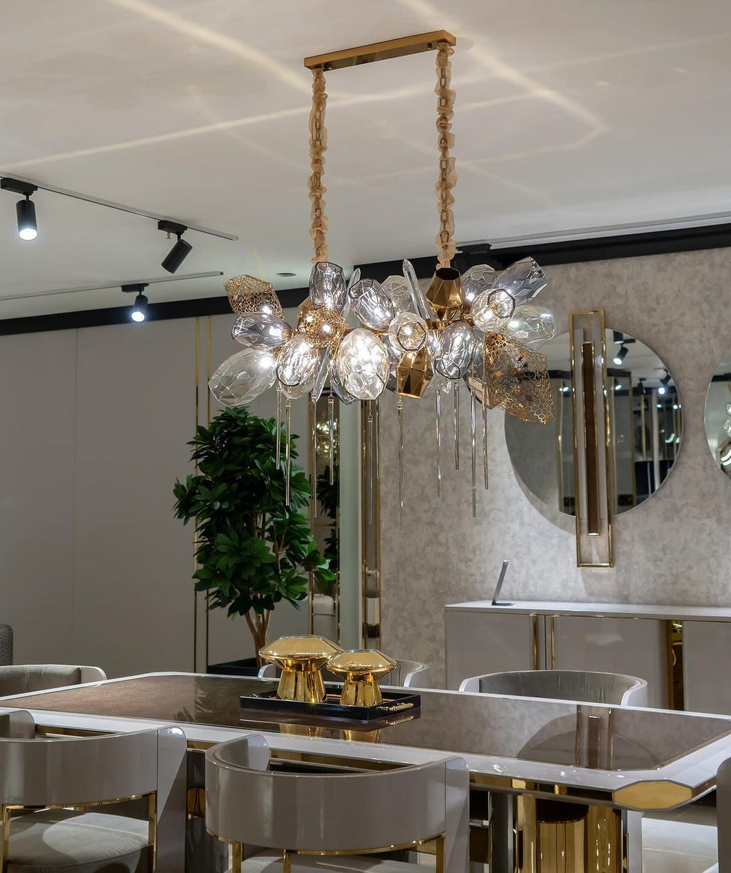 Glass Chandelier Italian Light Luxury Light Fixture for Dining Room/Living Room
