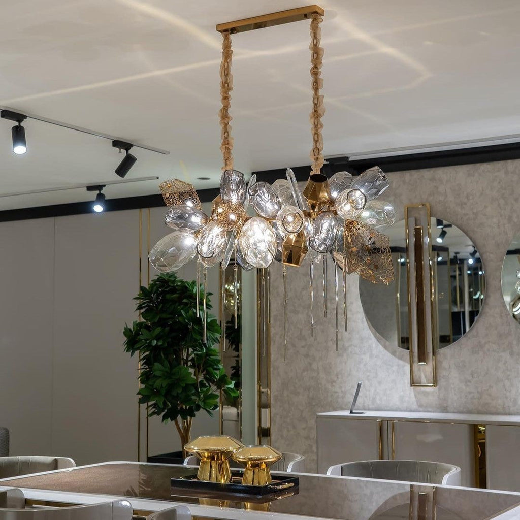 Glass Chandelier Italian Light Luxury Light Fixture for Dining Room/Living Room