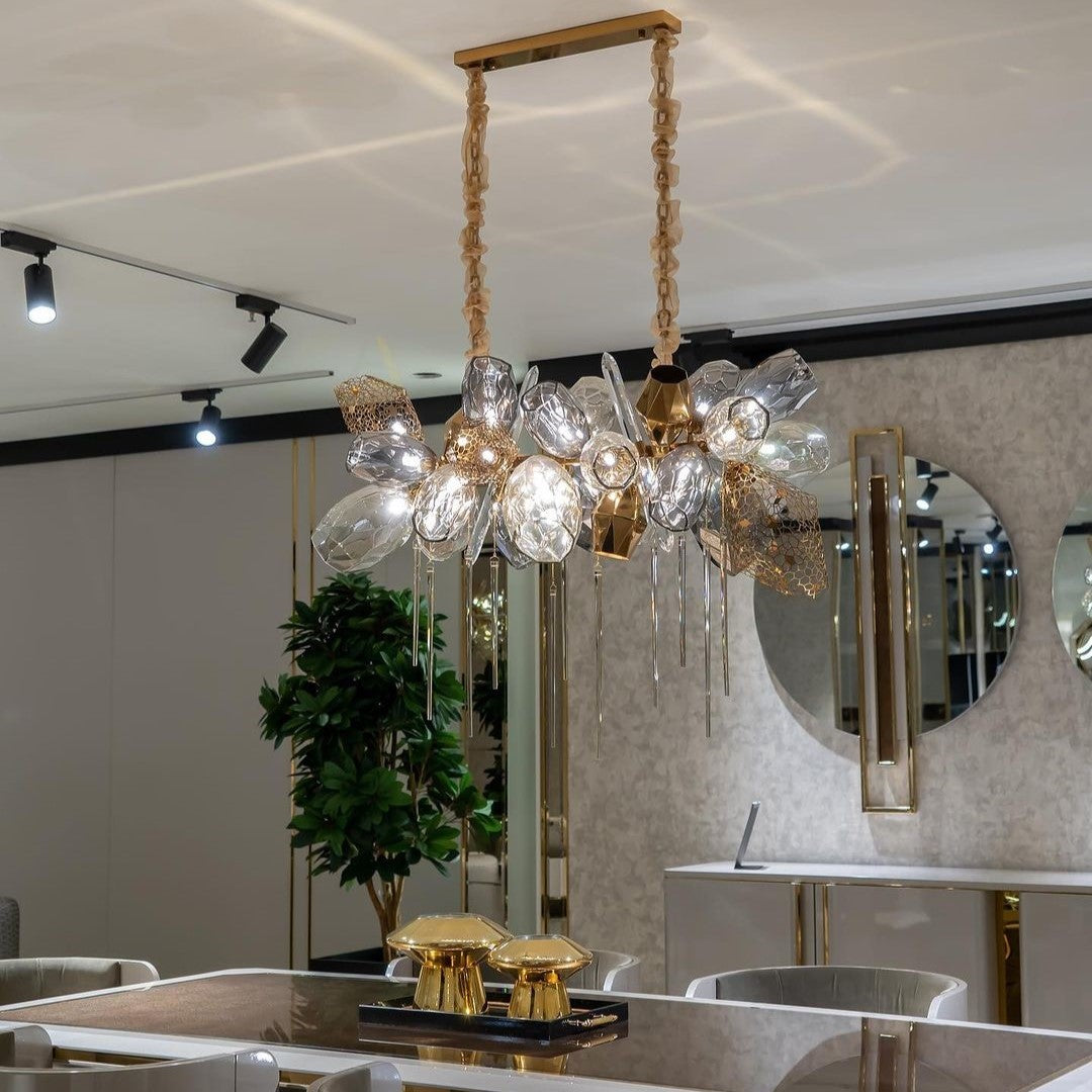 Glass Chandelier Italian Light Luxury Light Fixture for Dining Room/Living Room