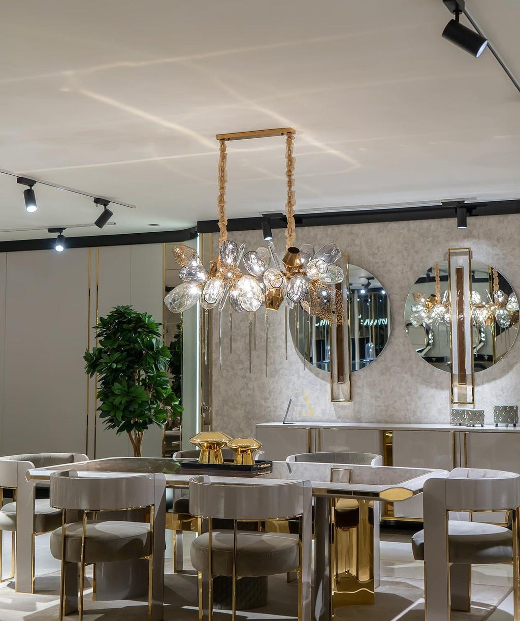 Glass Chandelier Italian Light Luxury Light Fixture for Dining Room/Living Room