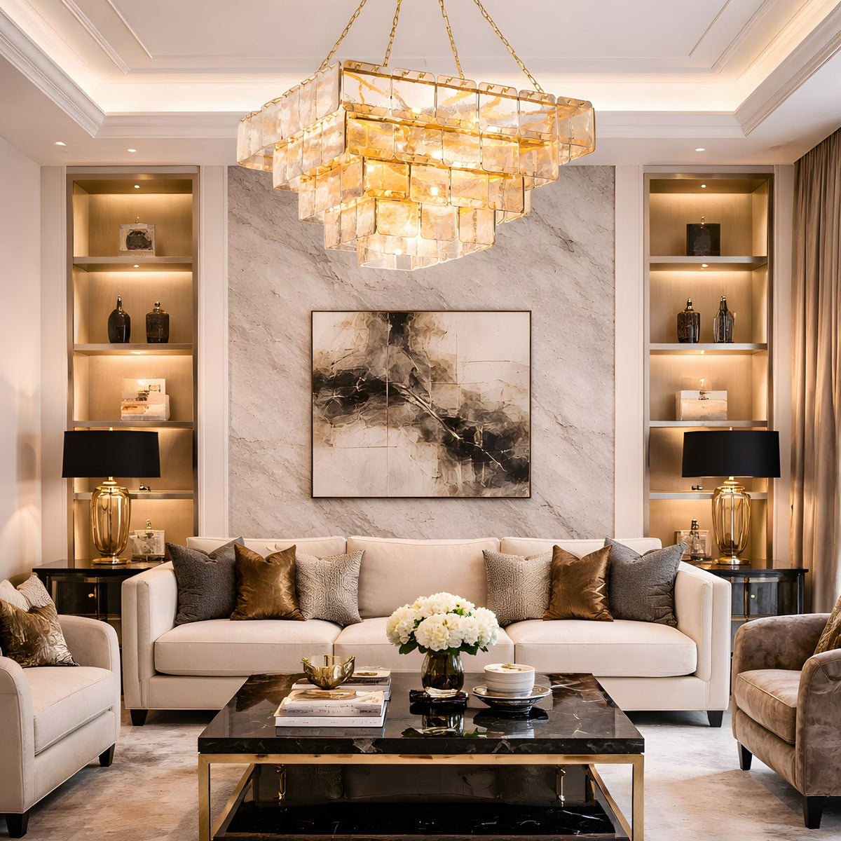 Sophisticated Tiered Chain Suspended Chandelier - CasaraHouse