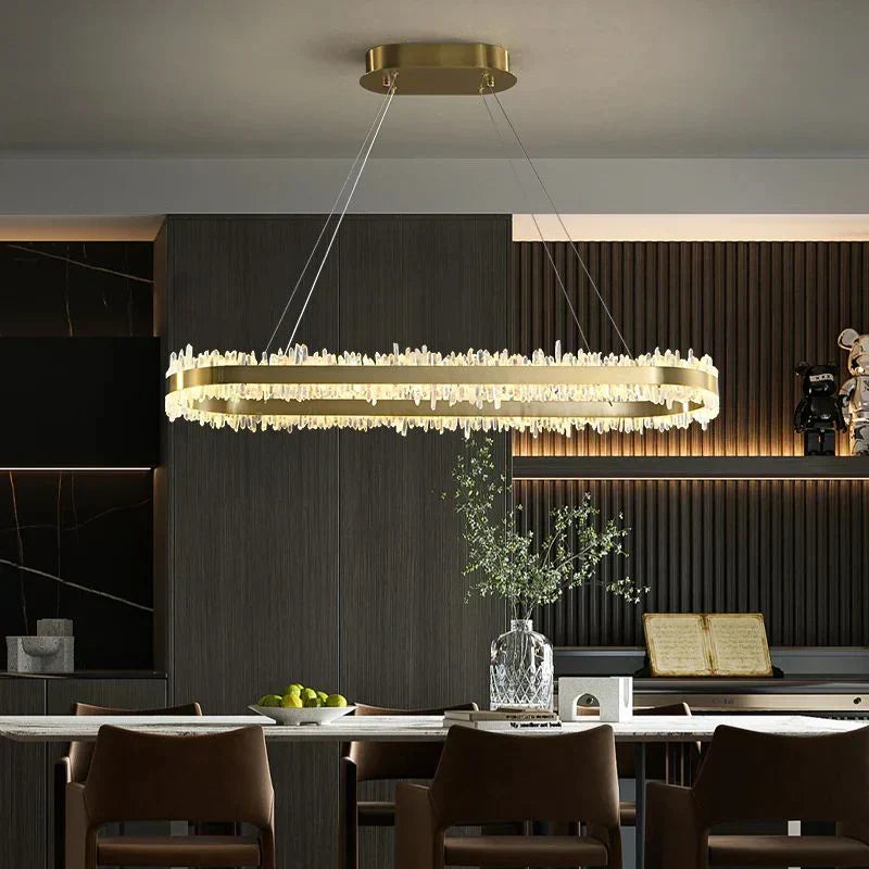 Cervine Quartz Stone Linear Chandelier Quartz Crystal Chandelier 47"