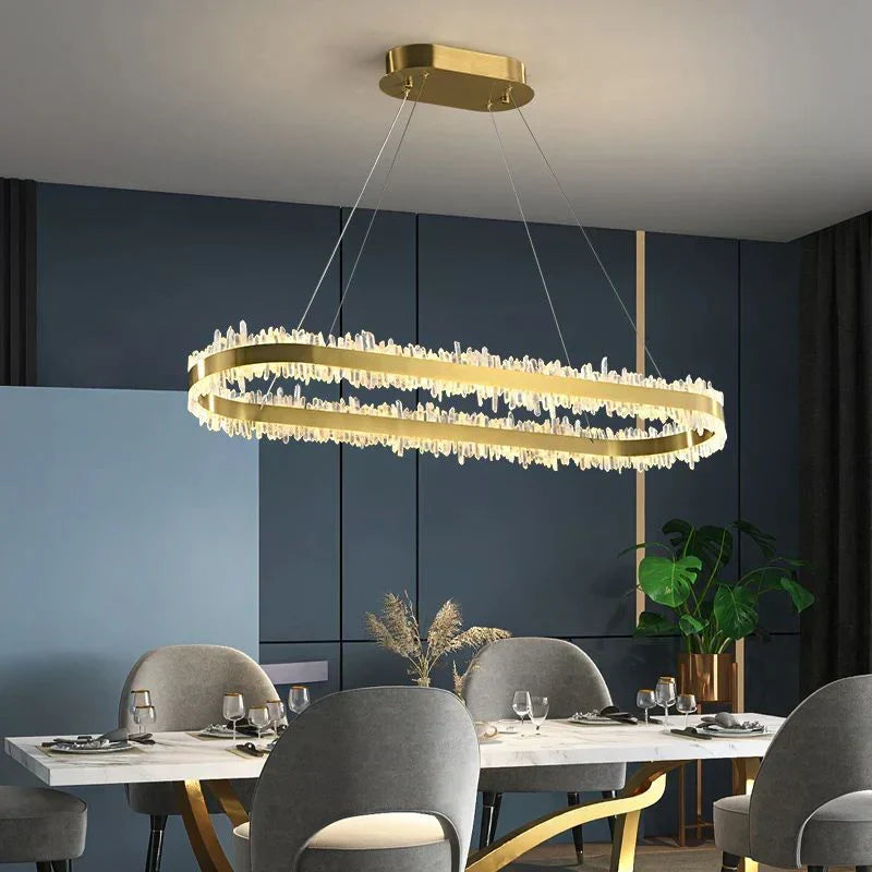 Cervine Quartz Stone Linear Chandelier Quartz Crystal Chandelier 47"
