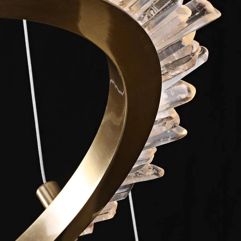 Cervine Quartz Stone Modern Rock Crystal Ring Round Chandelier Cluster