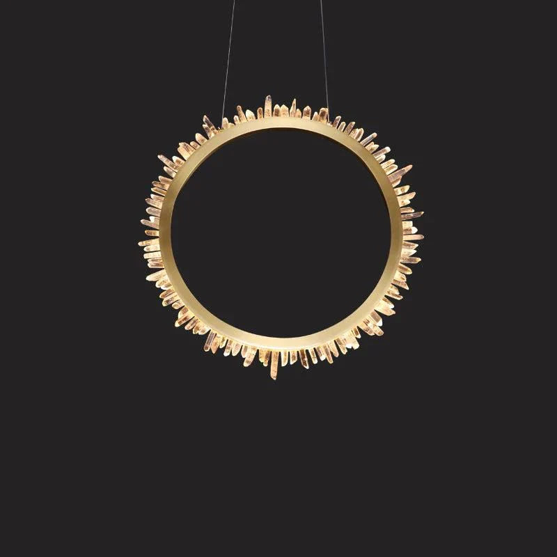 Cervine Quartz Stone Modern Rock Crystal Ring Round Chandelier Cluster