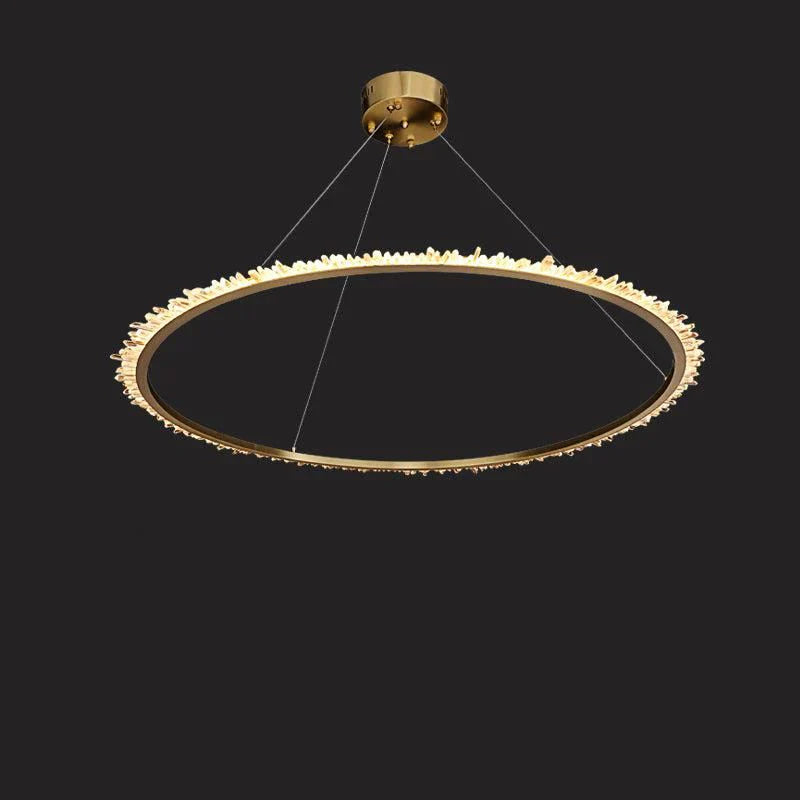 Cervine Quartz Stone Modern Rock Crystal Ring Round Chandelier Cluster
