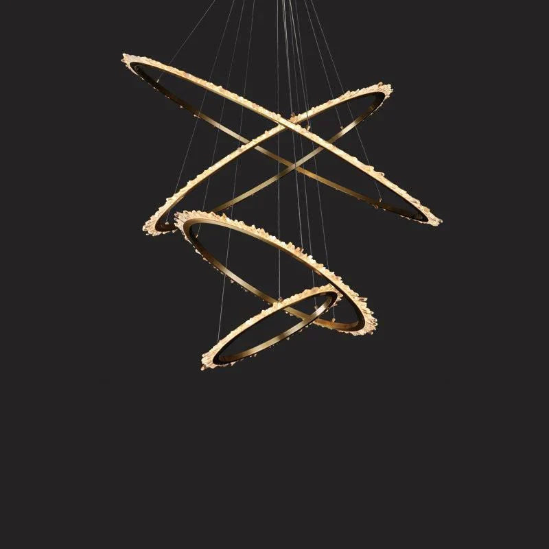 Cervine Quartz Stone Modern Rock Crystal Ring Round Chandelier Cluster