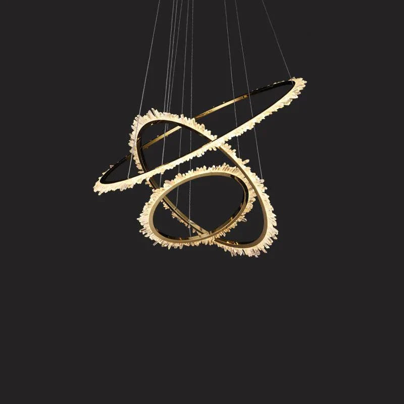 Cervine Quartz Stone Modern Rock Crystal Ring Round Chandelier Cluster