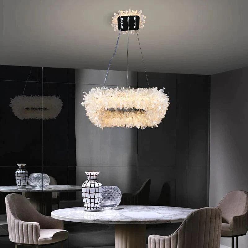 Rock Quartz Crystal Square Modern Chandelier