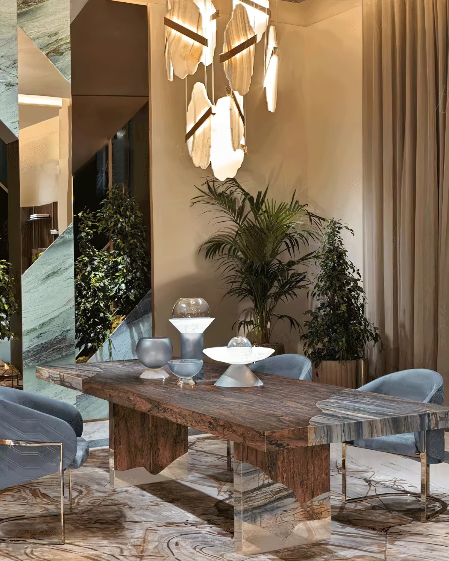 Rock Brass Chandelier