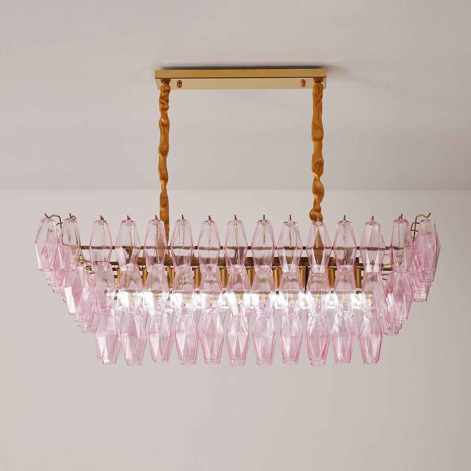 Rose Prism Glass Chandelier