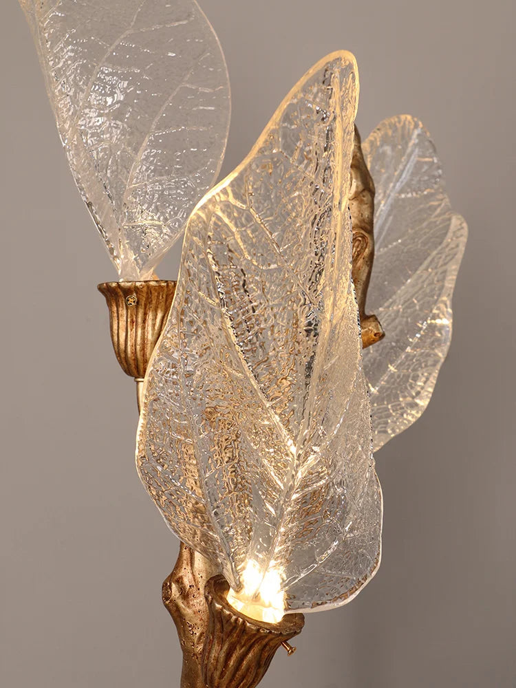 Artistic Bionic Resin Leaves Branch Chandelier
