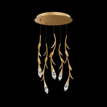 Modern Luxury Floating Branches Floral Crystal Chandelier with Round Canopy for High-ceiling