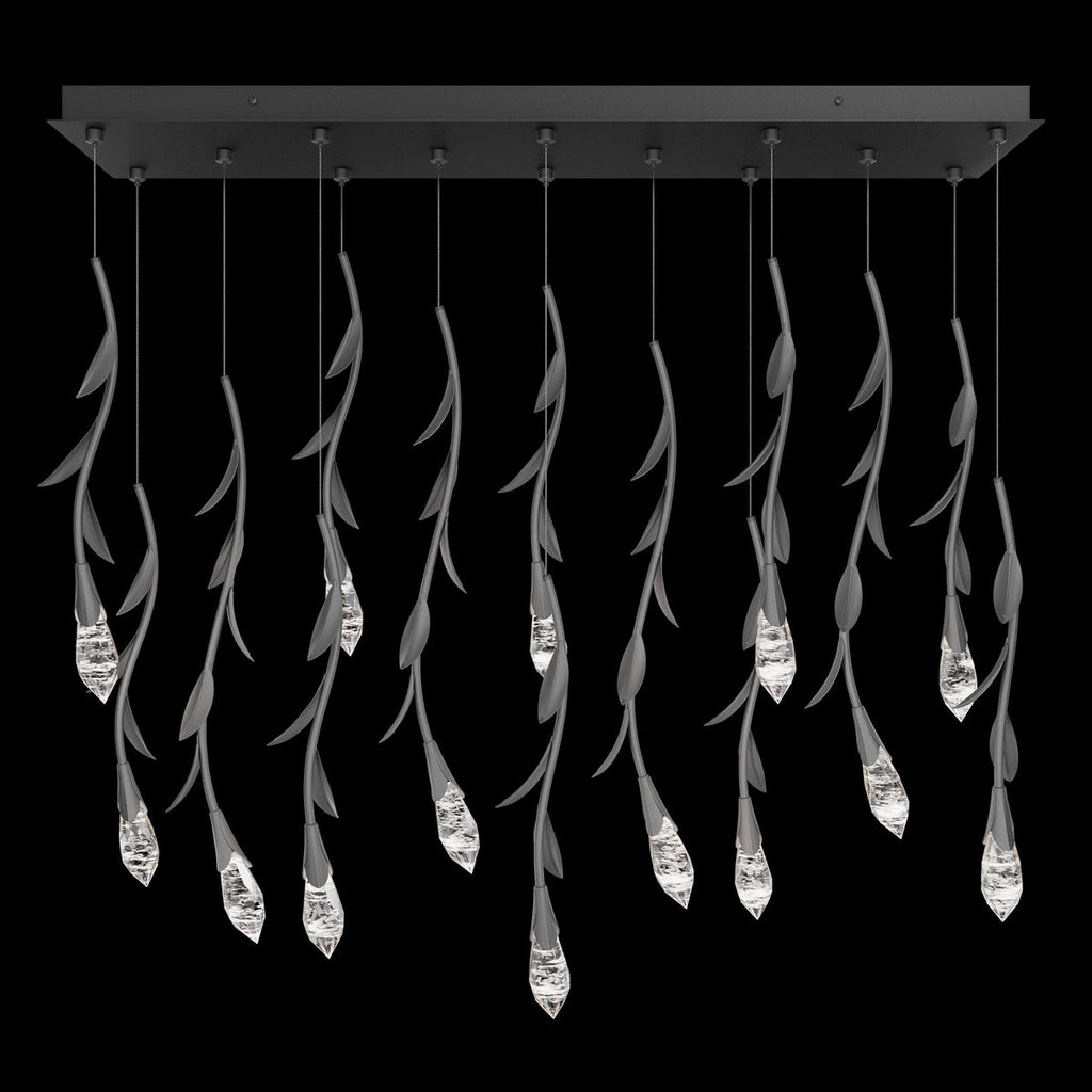 Modern Luxury Floating Branches Floral Crystal Chandelier with Rectangular Canopy for High-ceiling