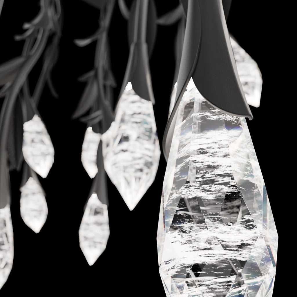 Modern Luxury Floating Branches Floral Crystal Chandelier with Rectangular Canopy for High-ceiling