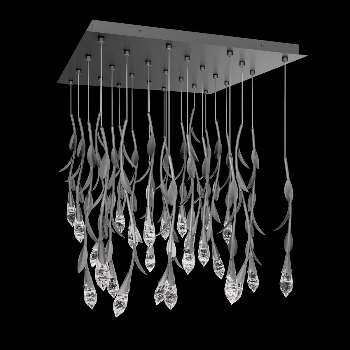 Modern Luxury Floating Branches Floral Crystal Chandelier with Square Canopy for High-ceiling Secondary image