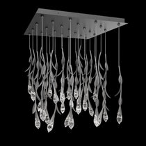 Modern Luxury Floating Branches Floral Crystal Chandelier with Square Canopy for High-ceiling