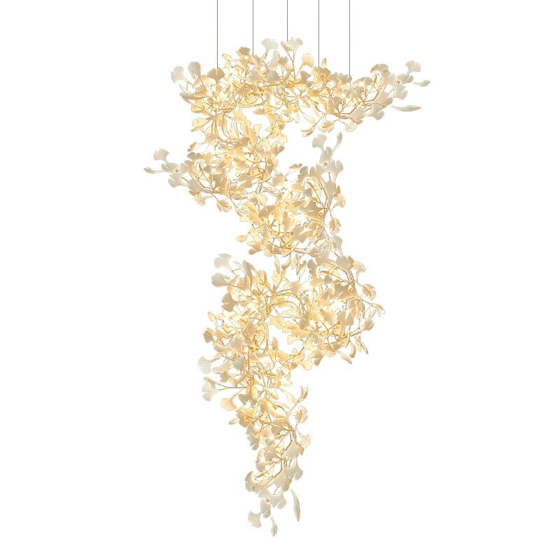 Twilight Branches Ceramic Ginkgo Leaf Large Chandelier 110'' 118'' 157''H