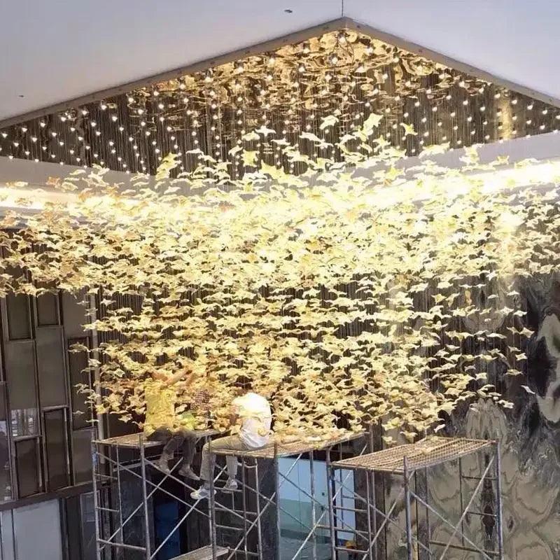 Maple Leaf Round and Rectangular Crystal Chandelier