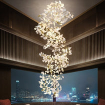 Twilight Branches Ceramic Ginkgo Leaf Large Chandelier 110'' 118'' 157''H