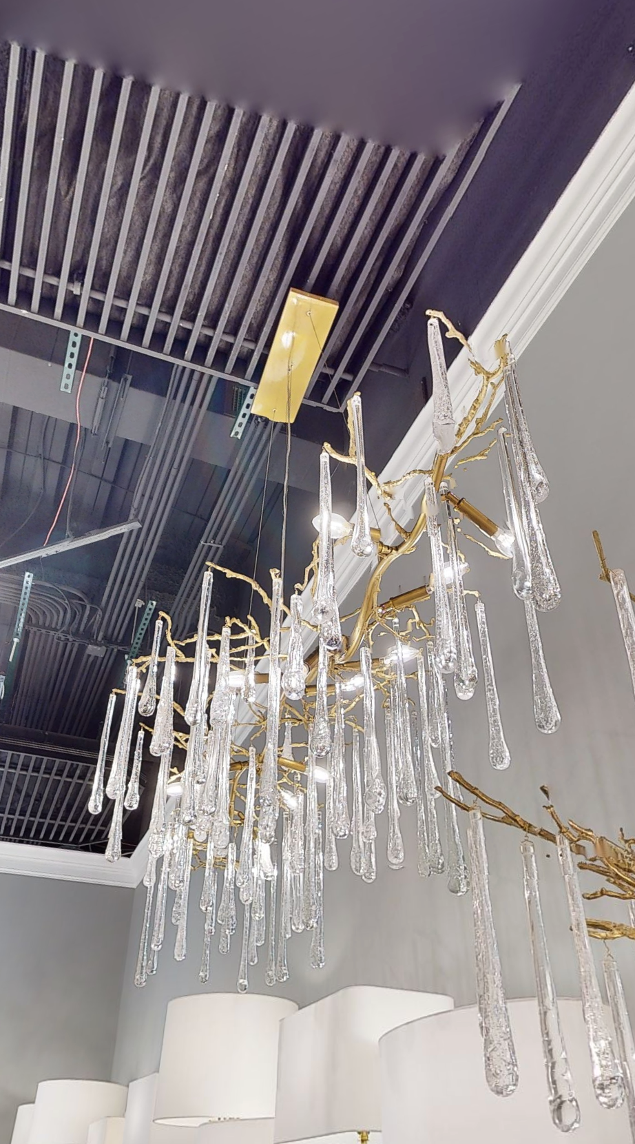 Teardrop Crystal Chandelier with Brass Branches 84" W Secondary image