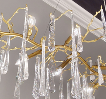 Teardrop Crystal Chandelier with Brass Branches 84" W
