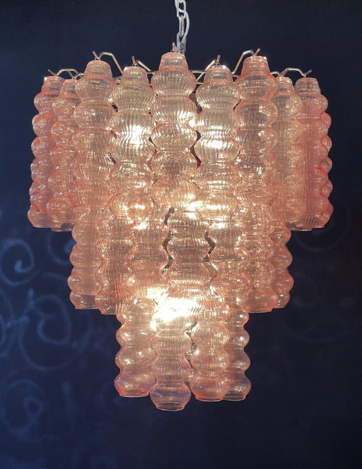 Murano Glass Chandelier – Curva – Rosa – 48 tubes