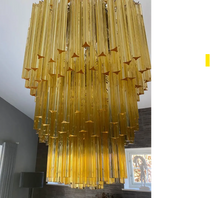 Murano Glass Chandelier – Triedri – 242 prisms – Amber