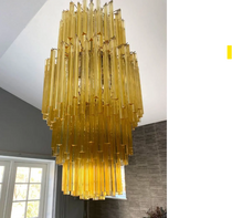 Murano Glass Chandelier – Triedri – 242 prisms – Amber