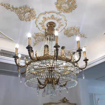 Stunning Oversized Luxury Golden Metal Candle Crystal Tassel Chandelier  For High-ceiling Staircase/Entryway/Living/Meeting Room