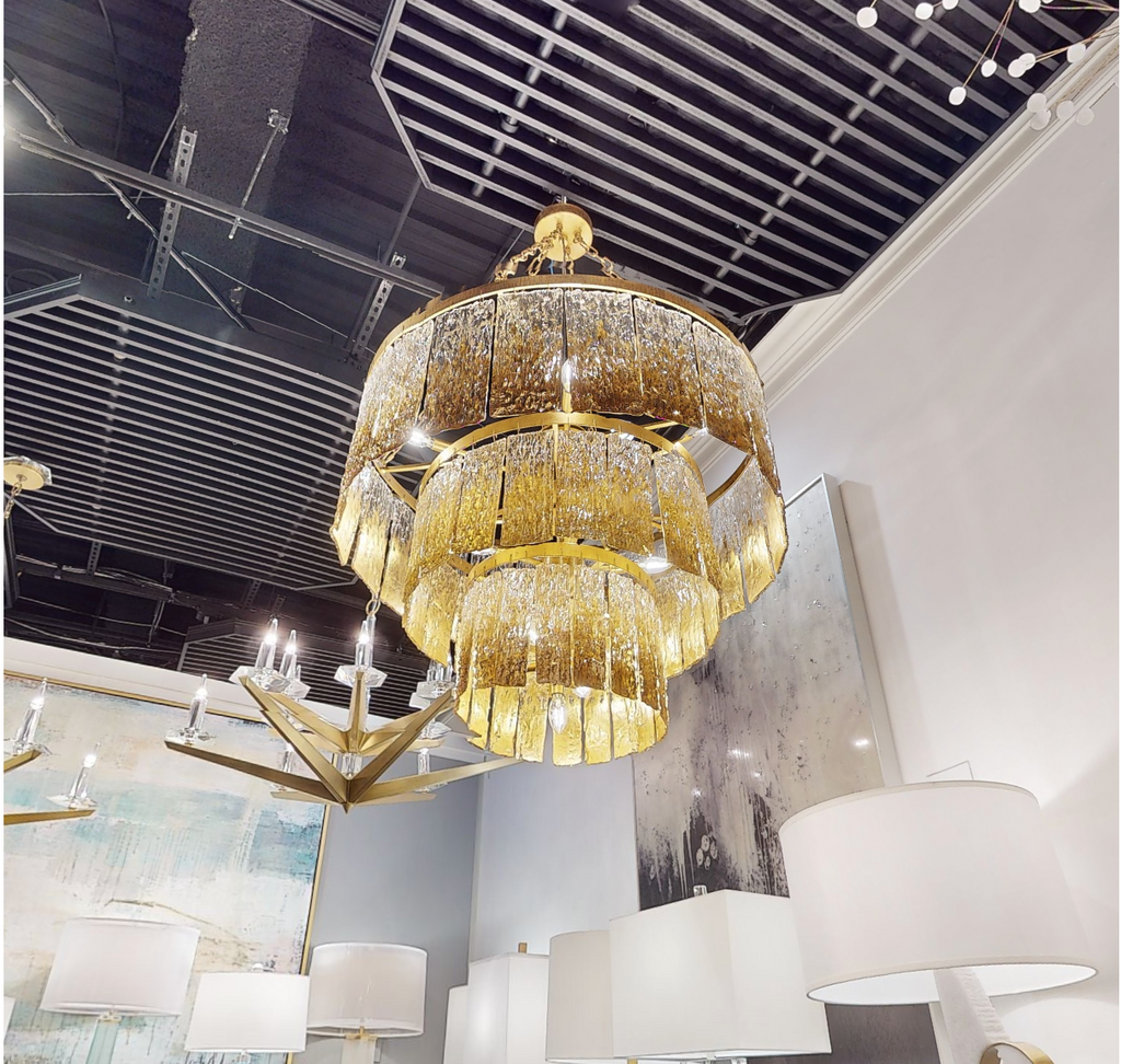 TWILIGHT SIXTEEN-LIGHT SLUMPED GLASS CHANDELIER