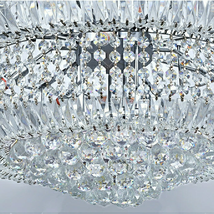 Silver/ Chrome Extra Large Crystal Chandelier Foyer Entryway Long Ceiling Lighting Fixture For Staircase