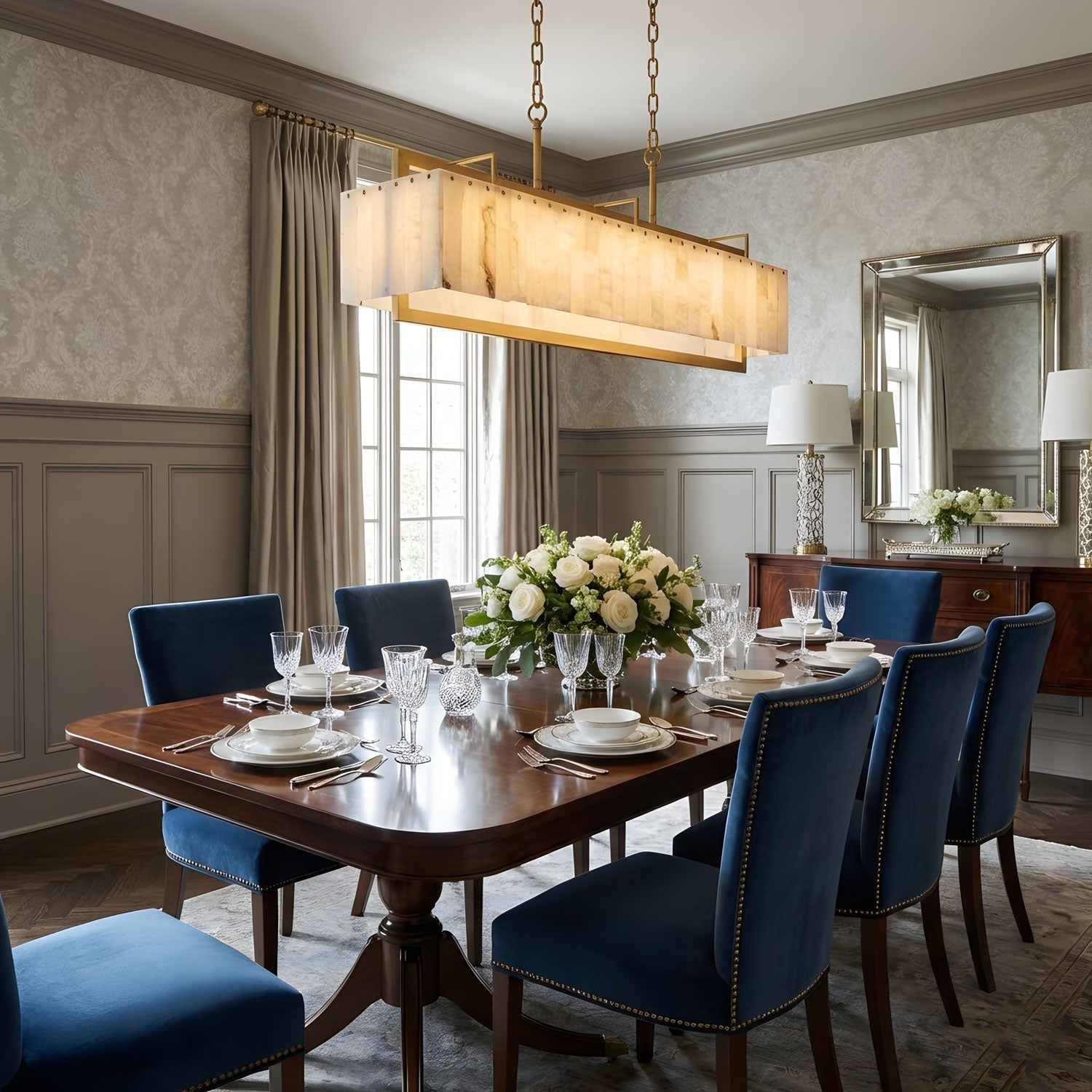 Premium Solstice Bar Alabaster Chandelier