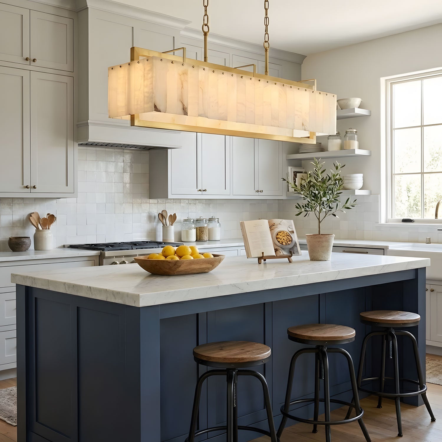 Premium Solstice Bar Alabaster Chandelier