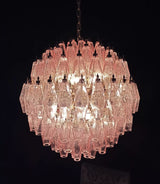 Spherical Murano Poliedri Pink Glass Chandelier