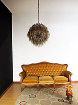Spherical Murano Poliedri Smoked Glass Chandelier