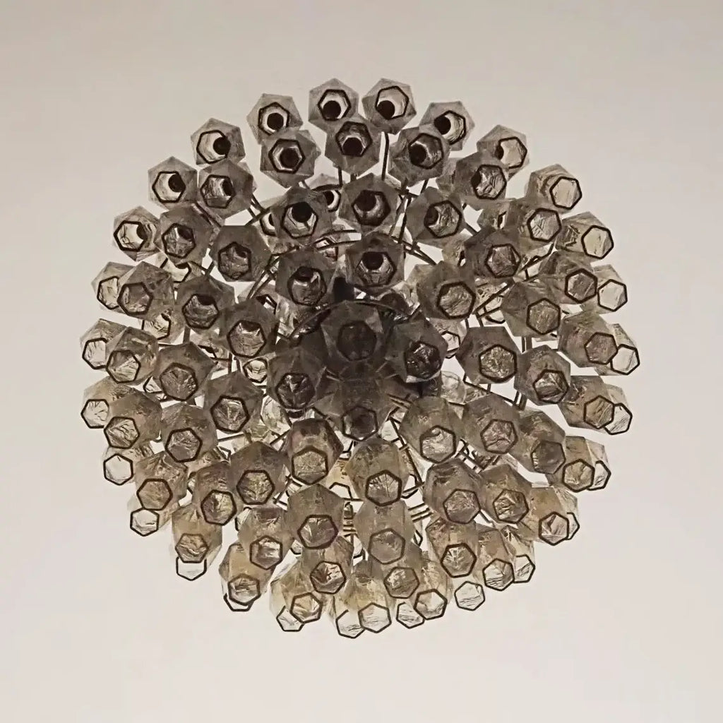 Spherical Murano Poliedri Smoked Glass Chandelier