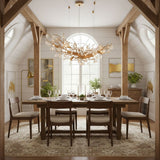 Designer Stone Crystal Brass Chandelier - CasaraHouse