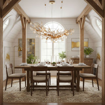Designer Stone Crystal Brass Chandelier - CasaraHouse