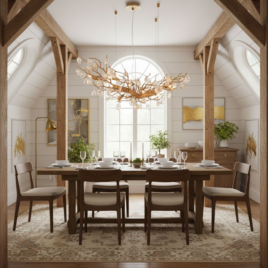 Designer Stone Crystal Brass Chandelier - CasaraHouse