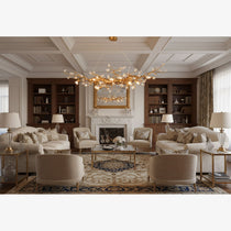 Designer Stone Crystal Brass Chandelier - CasaraHouse