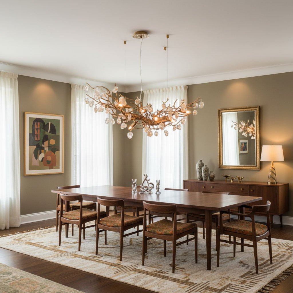 Designer Stone Crystal Brass Chandelier - CasaraHouse