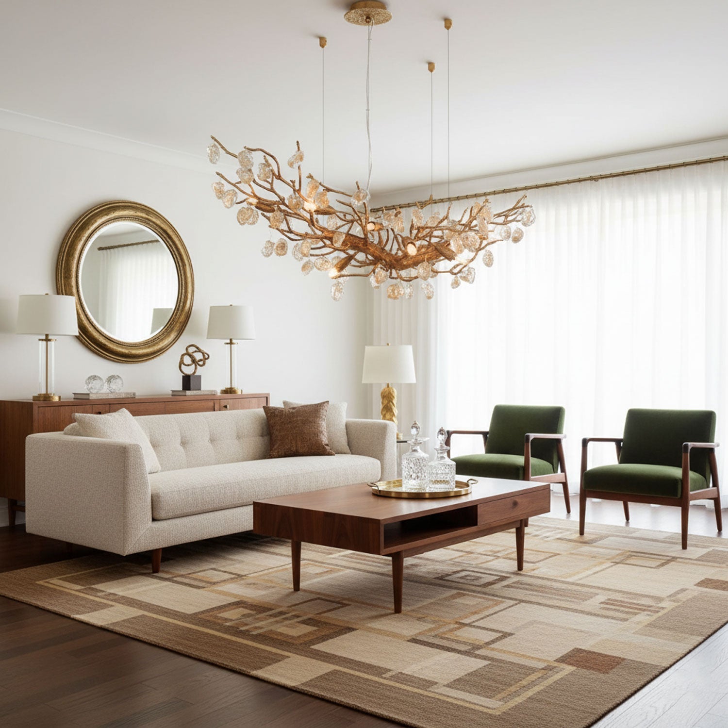 Designer Stone Crystal Brass Chandelier - CasaraHouse