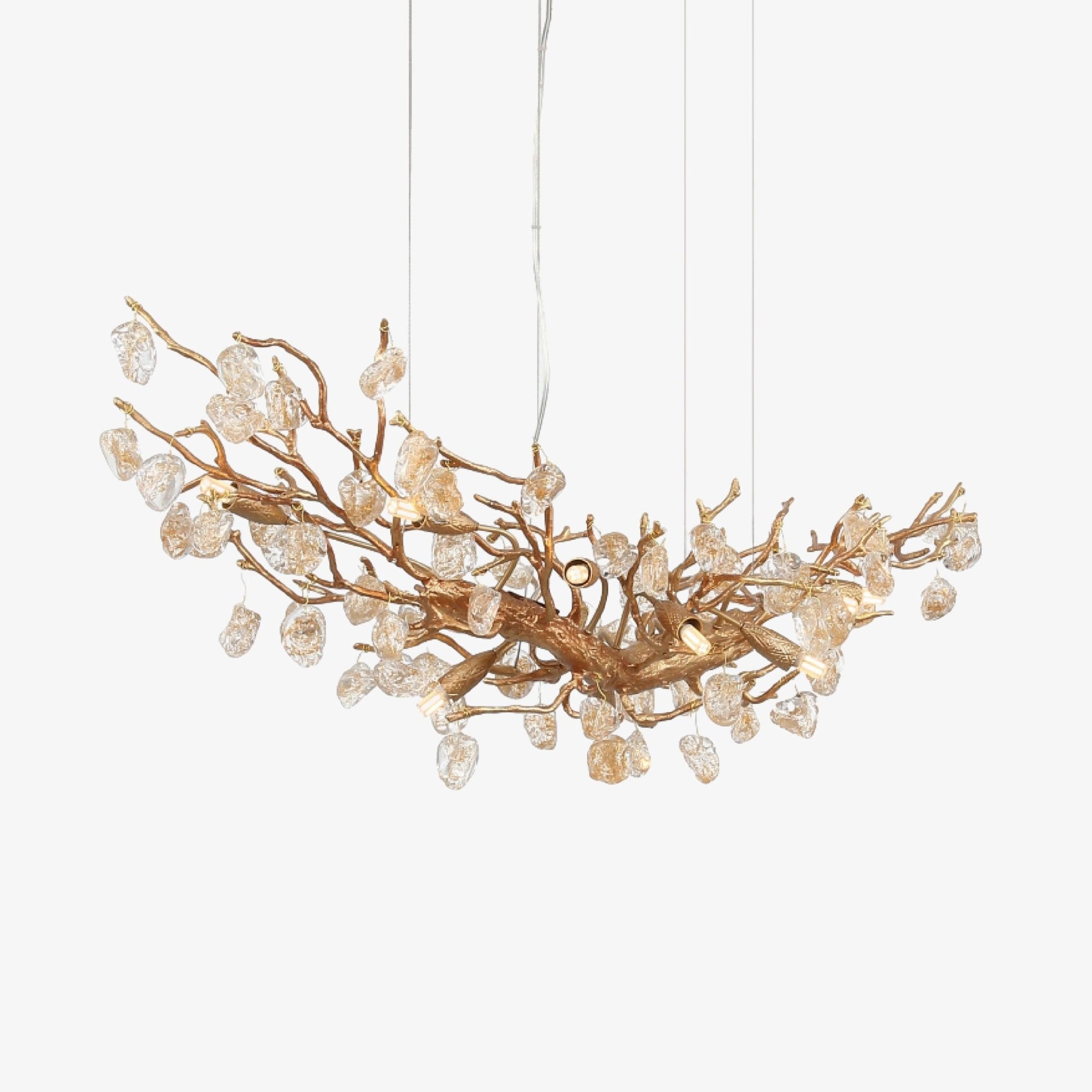 Designer Stone Crystal Brass Chandelier - CasaraHouse