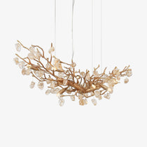 Designer Stone Crystal Brass Chandelier - CasaraHouse
