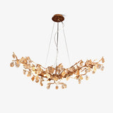 Designer Stone Crystal Brass Chandelier - CasaraHouse